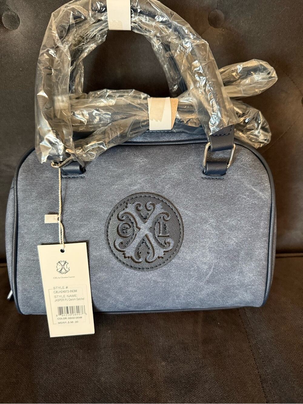 Christian Lacroix Denim-Effect Navy Satchel